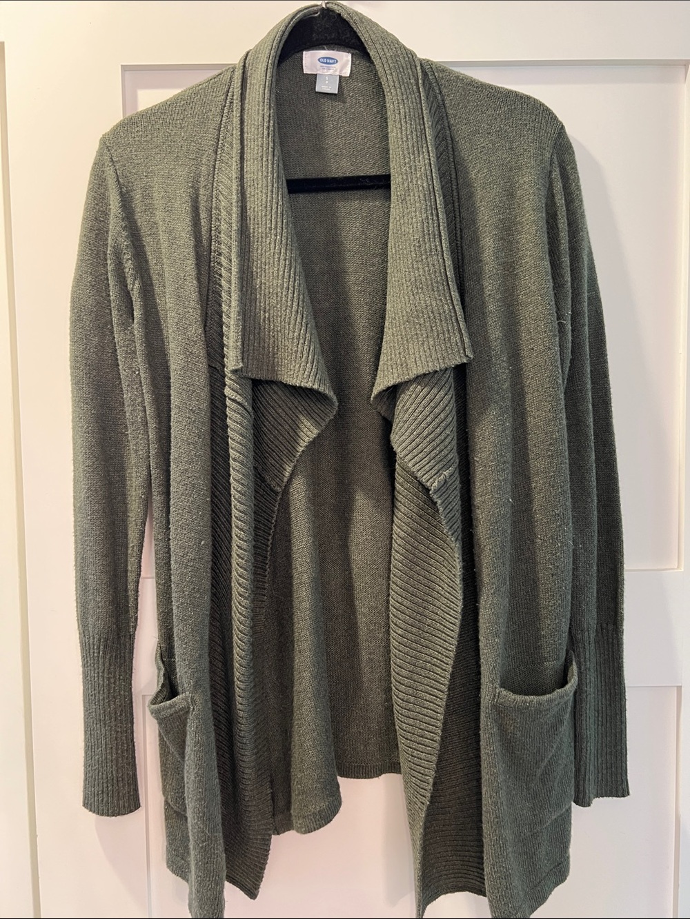 Old Navy Olive Green Open-Front Ribbed Shawl Cardigan